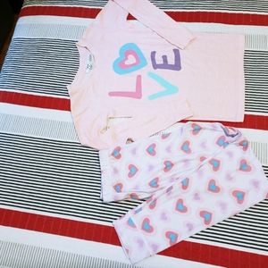 💚Rosie Harlow Juniors 2 pc Pink/White shirt/pants pajama set M